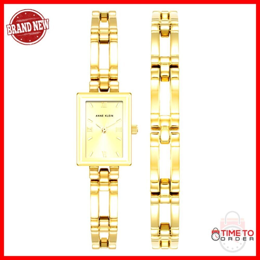 Gold-Tone Rectangular Watch Elegant Minimal Chic Japanese Quartz Movement